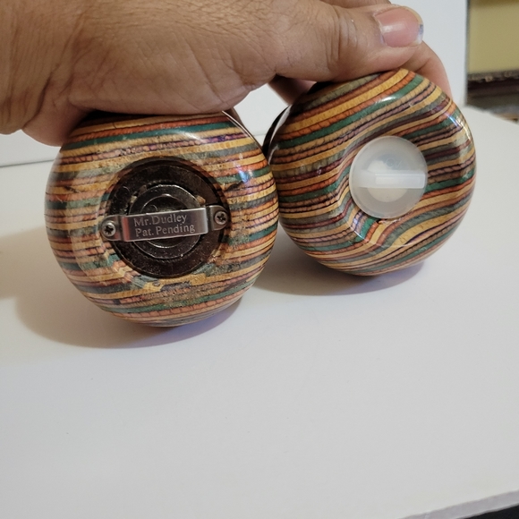 Mr. Dudley Striped Rainbow Design Wooden Salt And Pepper Shaker Set - MCM Design - Picture 4 of 7